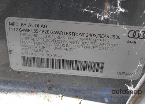 2013 Audi A4 Premium Plus из США, поврежденный, VIN WAUHFAFL0DN030520